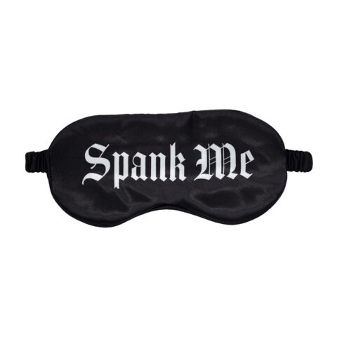 Spank Me - Gedrukte Satijnen Masker - Zwart