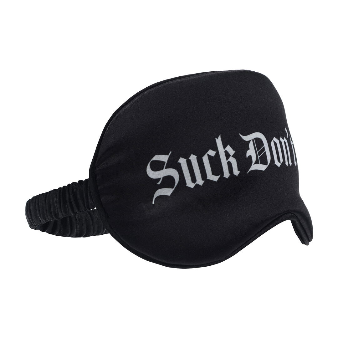 Suck Don't Bite - Gedrukte Satijnen Masker - Zwart - Afbeelding 3