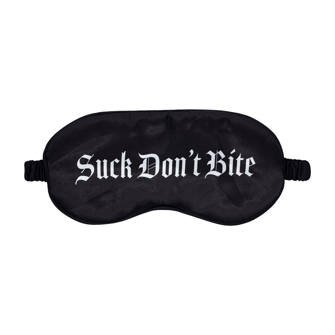 Suck Don't Bite - Gedrukte Satijnen Masker - Zwart
