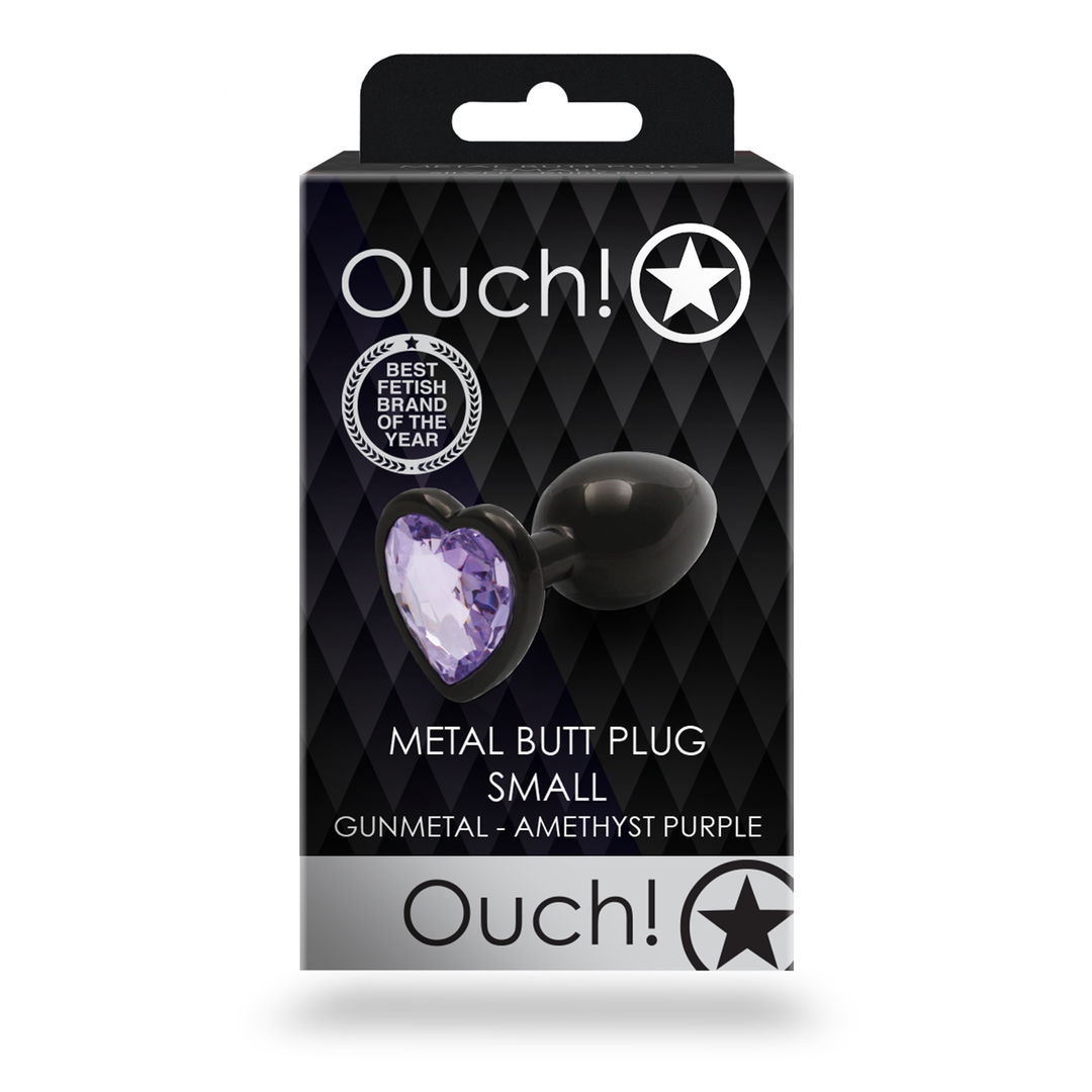 Heart Gem Butt Plug - Klein - Gunmetal/Amethyst Paars - Afbeelding 3
