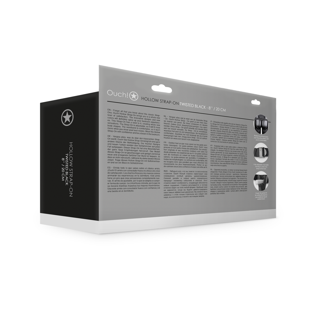 Getextureerde Gebogen Holle Strap-On - 8 / 20 cm - Zwart - Afbeelding 3
