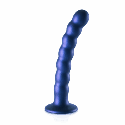Beaded Silicone G-Spot Dildo - 6,5'' / 16,5 cm - Metallic Blauw