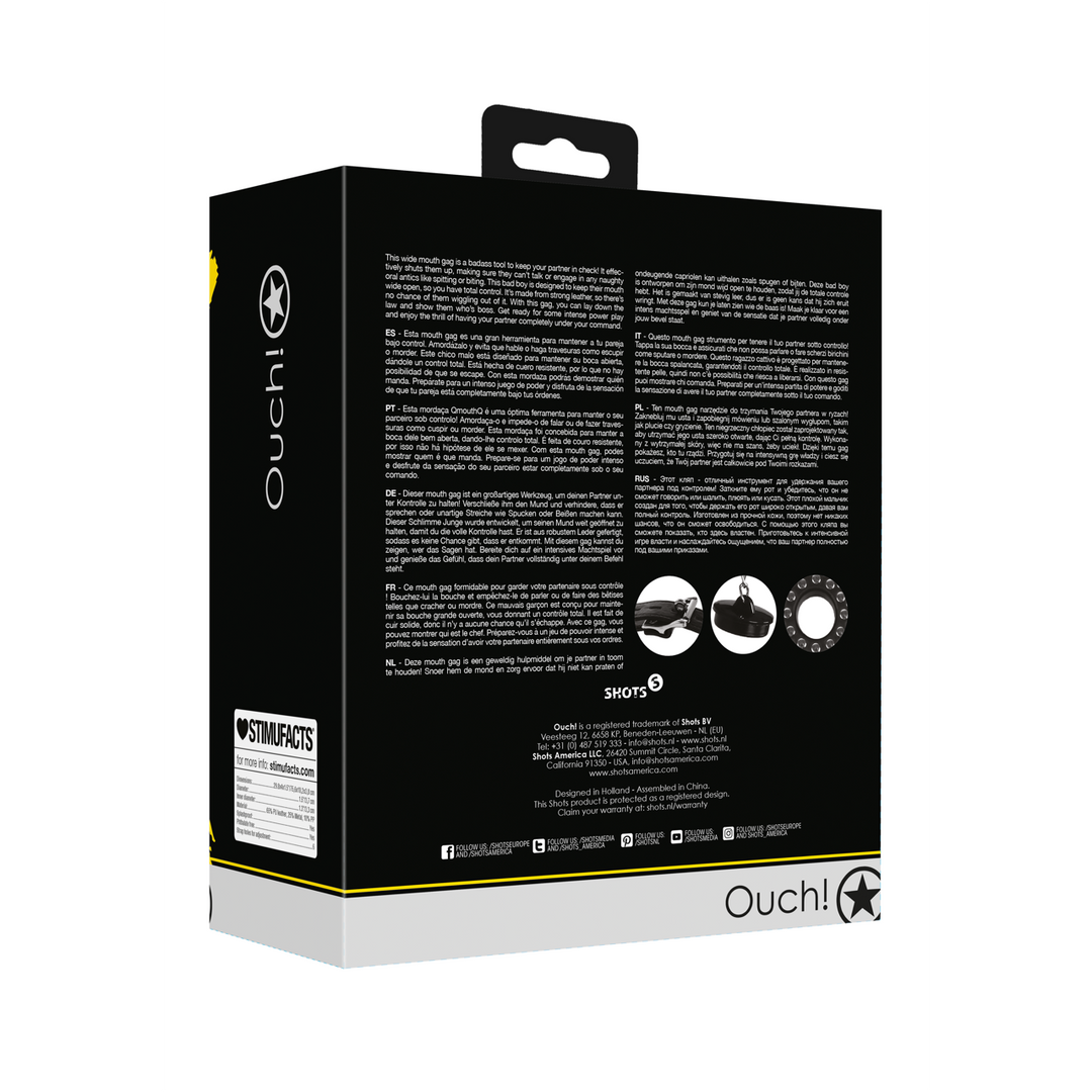 Open Mouth Gag met Plug Stopper - Zwart - Afbeelding 3