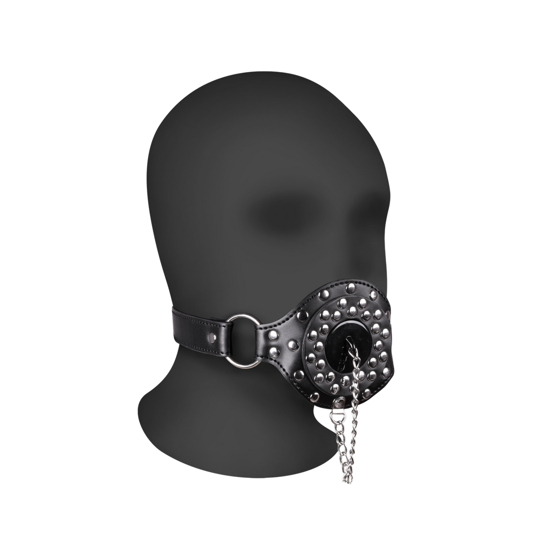 Open Mouth Gag met Plug Stopper - Zwart