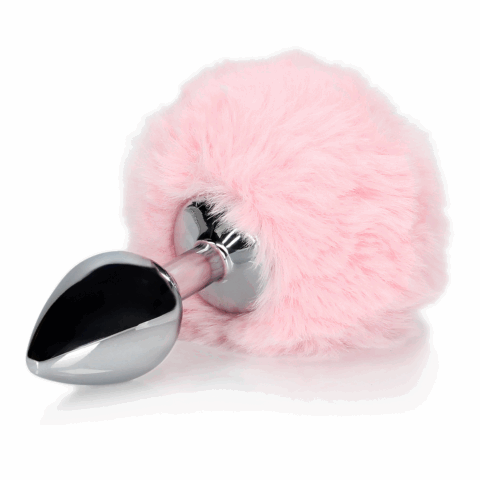 Konijnenstaart met metalen buttplug