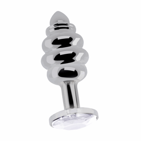 Geribbelde Diamant Plug - 2.8 / 7 cm - Zilver
