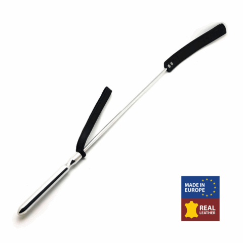 Whip - Metaal en Leer - 70,5 cm - Zwart/Zilver