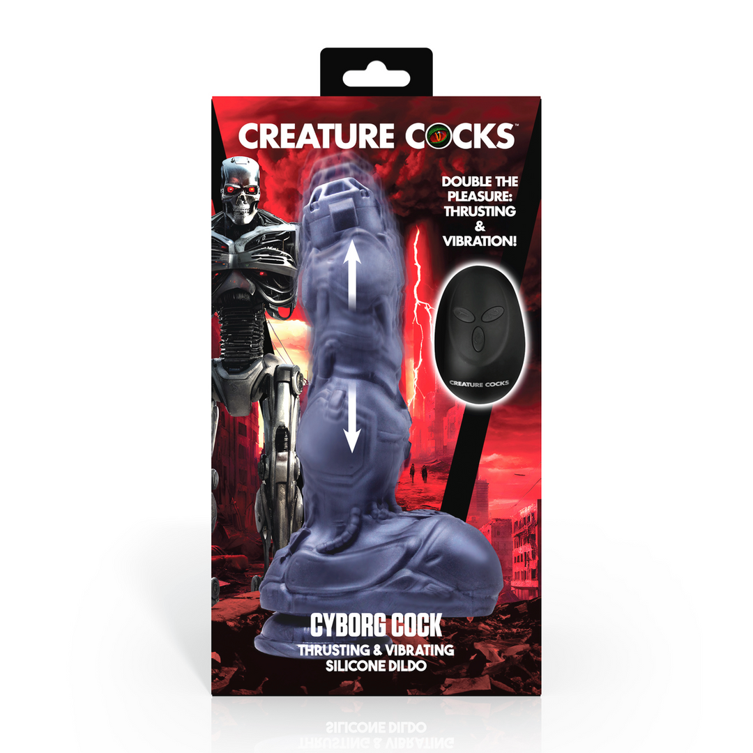 Cyborg Cock - Duwende en Vibrerende Siliconen Dildo - Zilver - Afbeelding 3