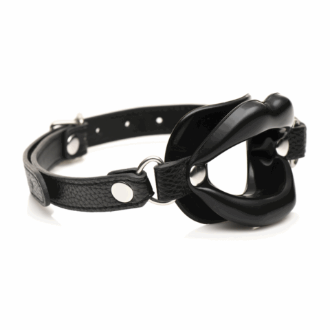 Juicy Lips - Siliconen Open Mond Gag - Zwart