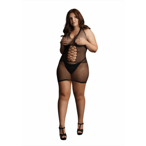 Peek-A-Boo Fishnet Jurk - Plus Size