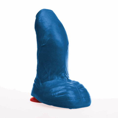 Buri M - Realistische Gebogen Dildo met Ballen - 6,7 / 17 cm - Blauw