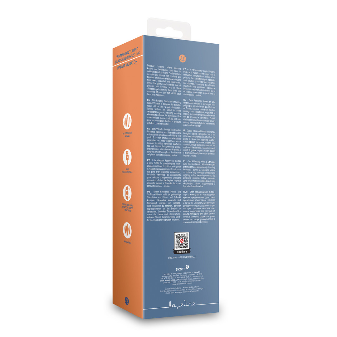 Warmende Draaibare Kralen en Duwende Konijnen Vibrator - Blauw Nova - Afbeelding 3