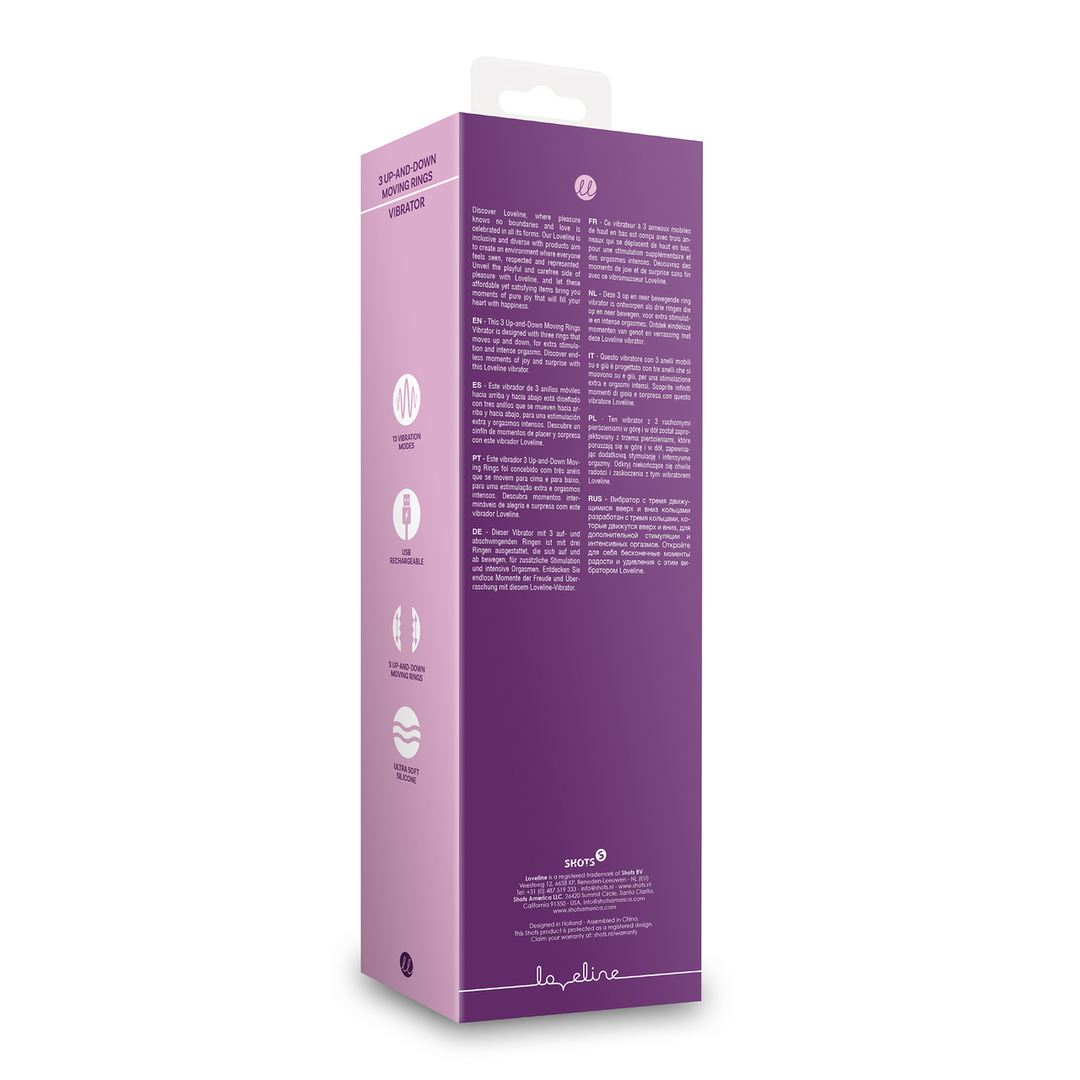 3 Op-en-Neer Bewegende Ringen Vibrator - Orchidee Paars - Afbeelding 3