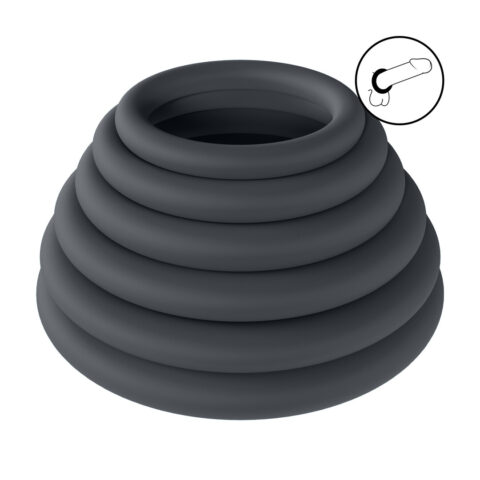 Classic Silicone Cockring Set van 6 - Zwart