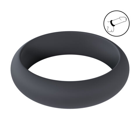 Wide O Silicone Cockring - L - 42mm - Zwart