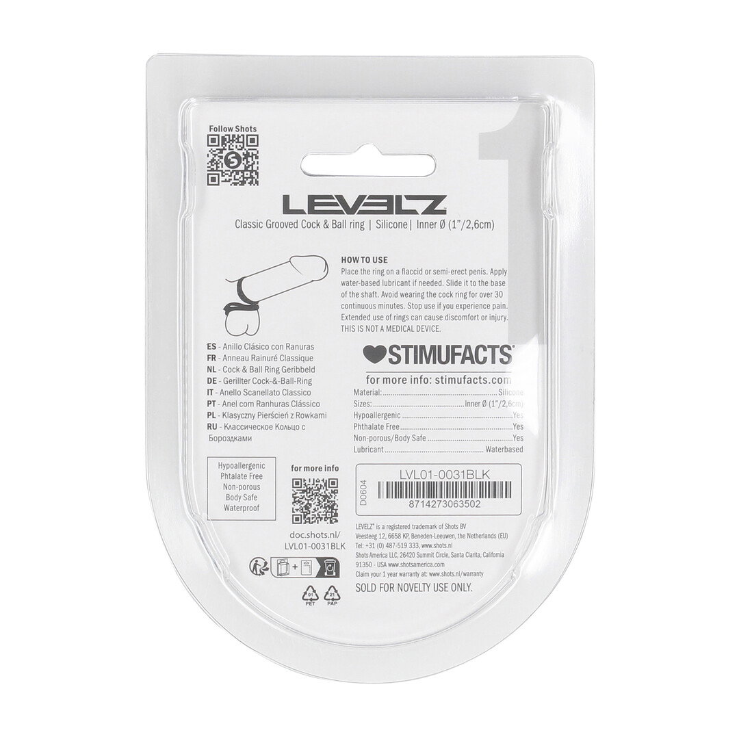 Classic Grooved Silicone Penis- en Ballenring - Zwart - Afbeelding 3