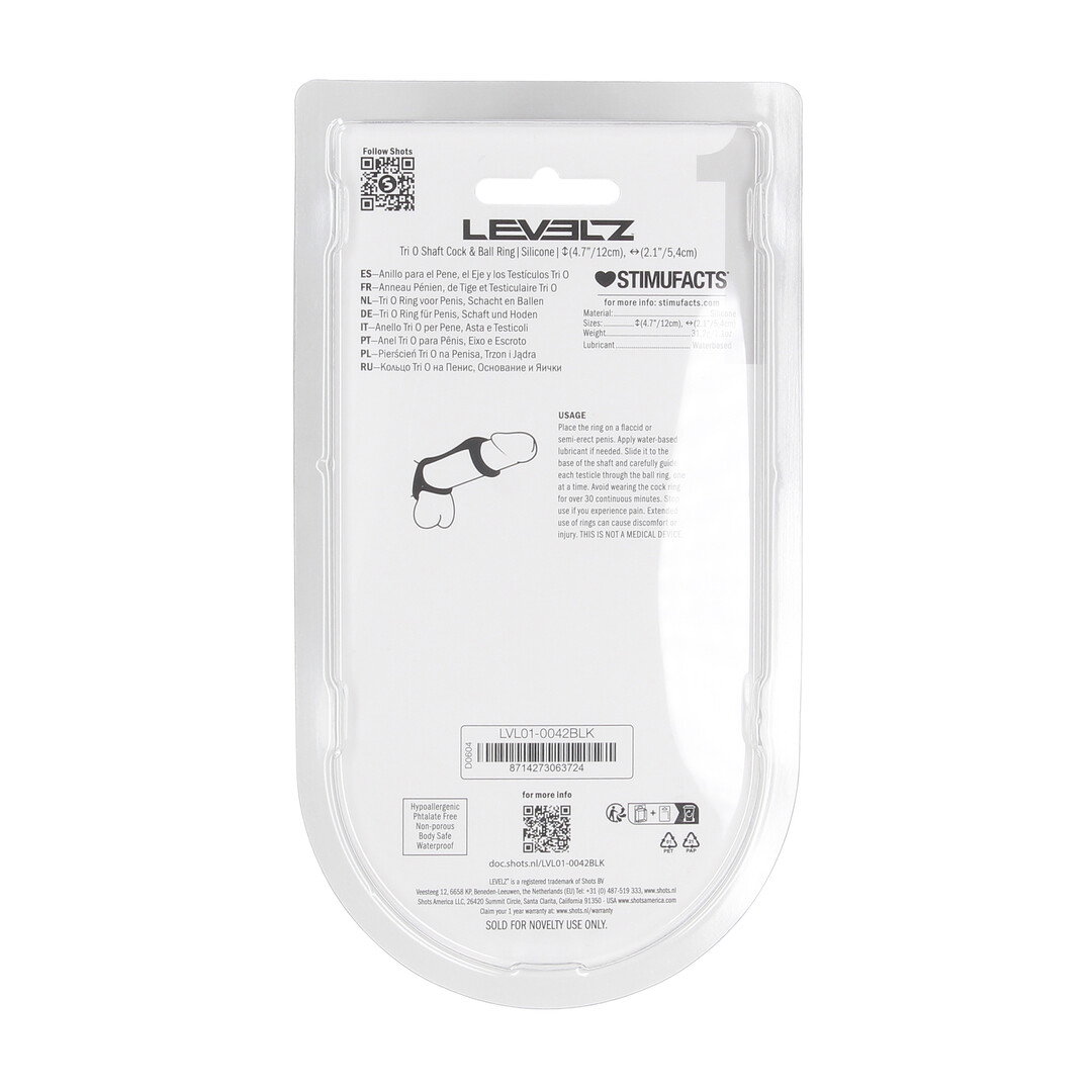 Tri O Siliconen Schacht Cock- en Ballenring - Zwart - Afbeelding 3