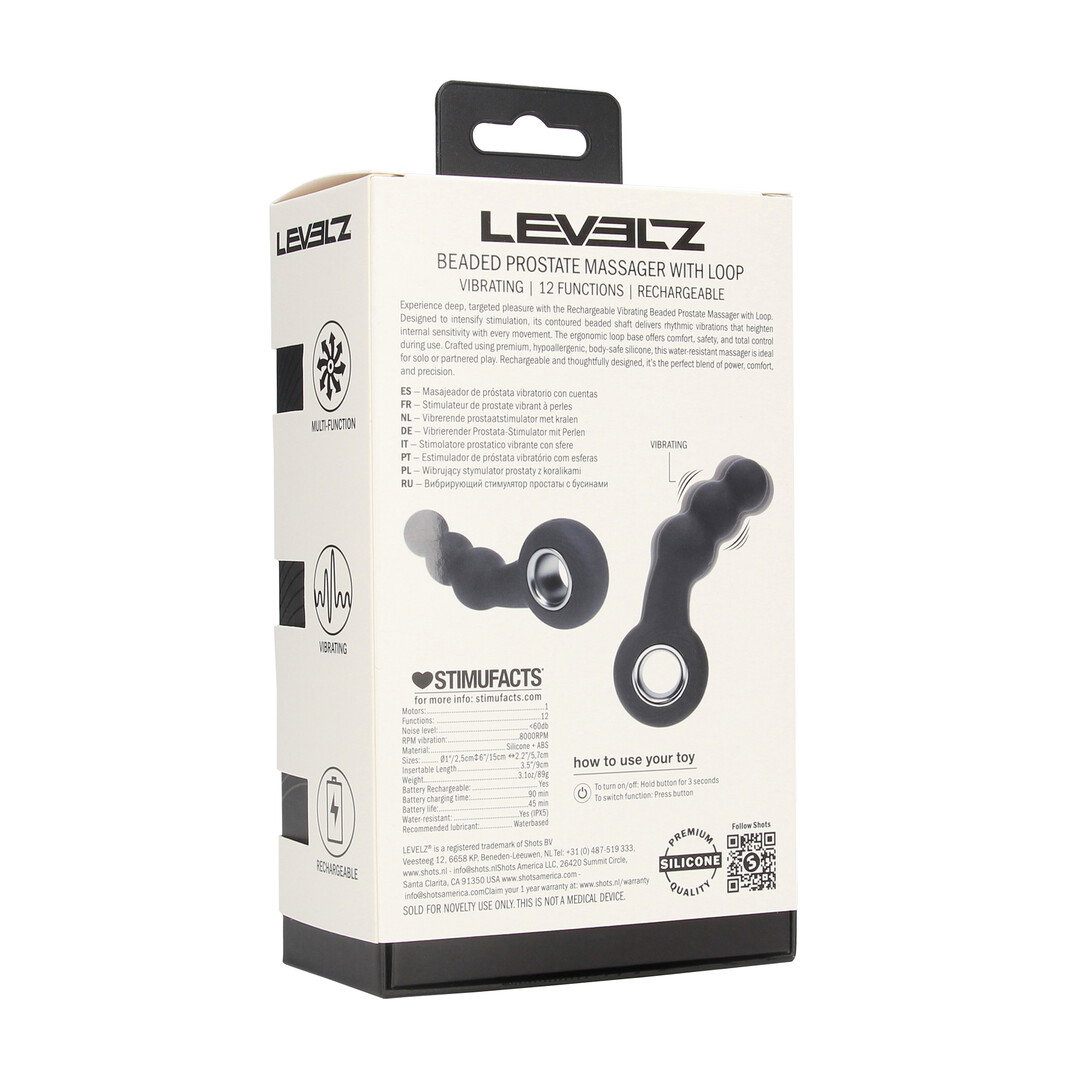 Vibrerende Parelsilicone Prostaatmassager met Lussysteem - Zwart - Afbeelding 3