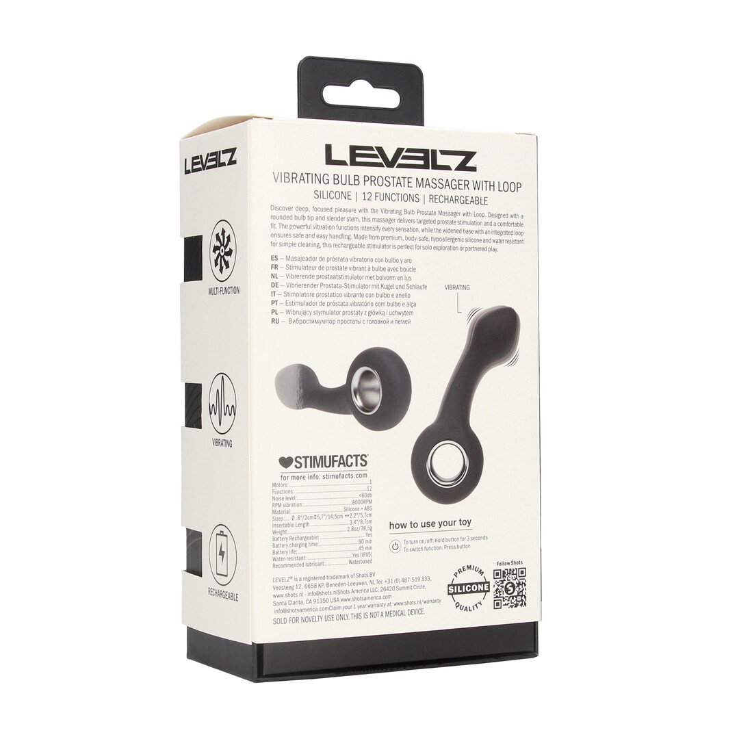 Vibrerende Bulb Silicone Prostaat Massager met Lus - Zwart - Afbeelding 3