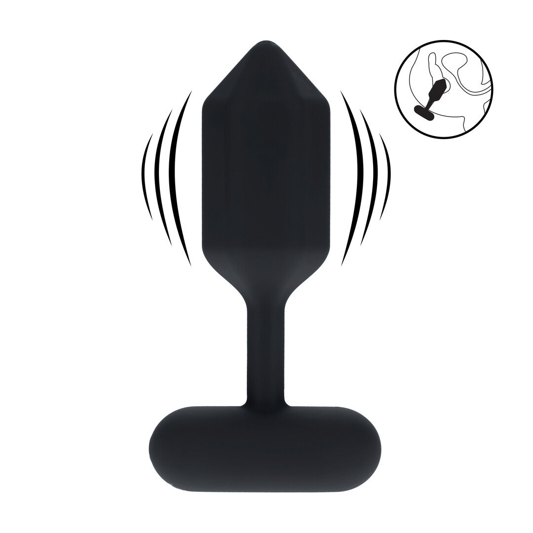 Hexagonale Vibrerende Siliconen Anale Plug - M - Zwart