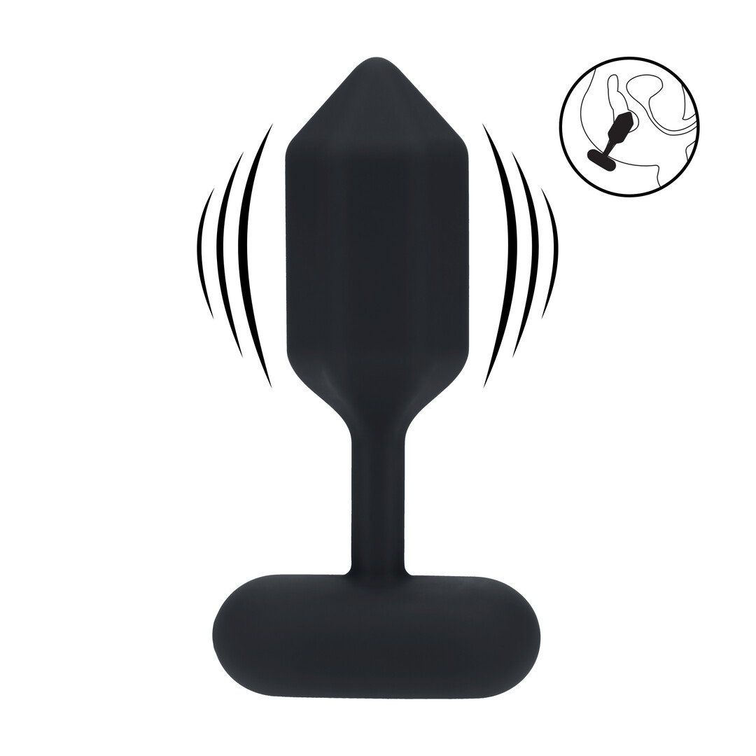 Hexagonale Vibrerende Siliconen Anale Plug - L - Zwart