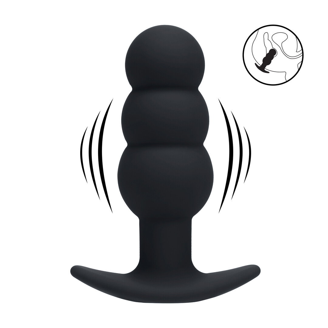 Tri Bulb Vibrerende Siliconen Anale Plug - Zwart