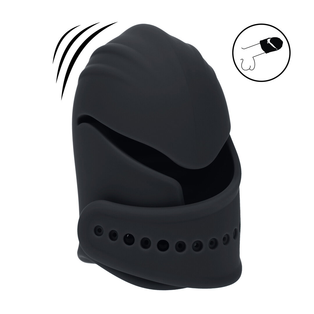 Verstelbare Vibrerende Siliconen Penis Hoofd Stimulator - Zwart