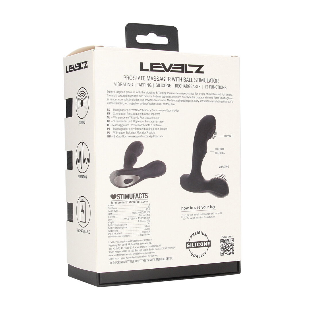 Vibrerende en Tikken Siliconen Prostaat Massager met Bal Stimulator - Zwart - Afbeelding 3