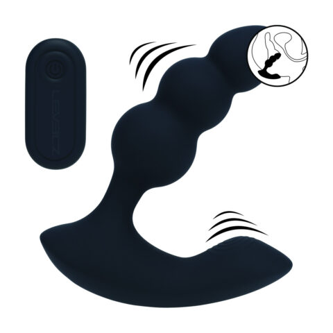 Dual Motor Afstandsbediening Geweven Vibrerende Vloeibare Siliconen Prostaat Stimulator - Zwart