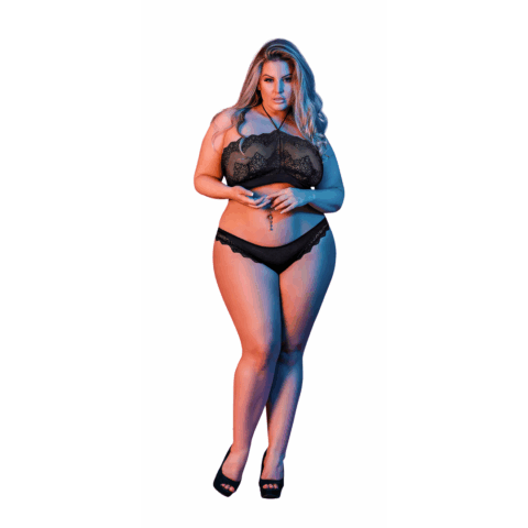 Halter Bandeaux en Panty Set - 2X - Zwart