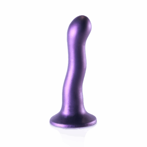 Ultra Soft Silicone Curvy G-Spot Dildo - 7'' / 17 cm - Metallic Purple