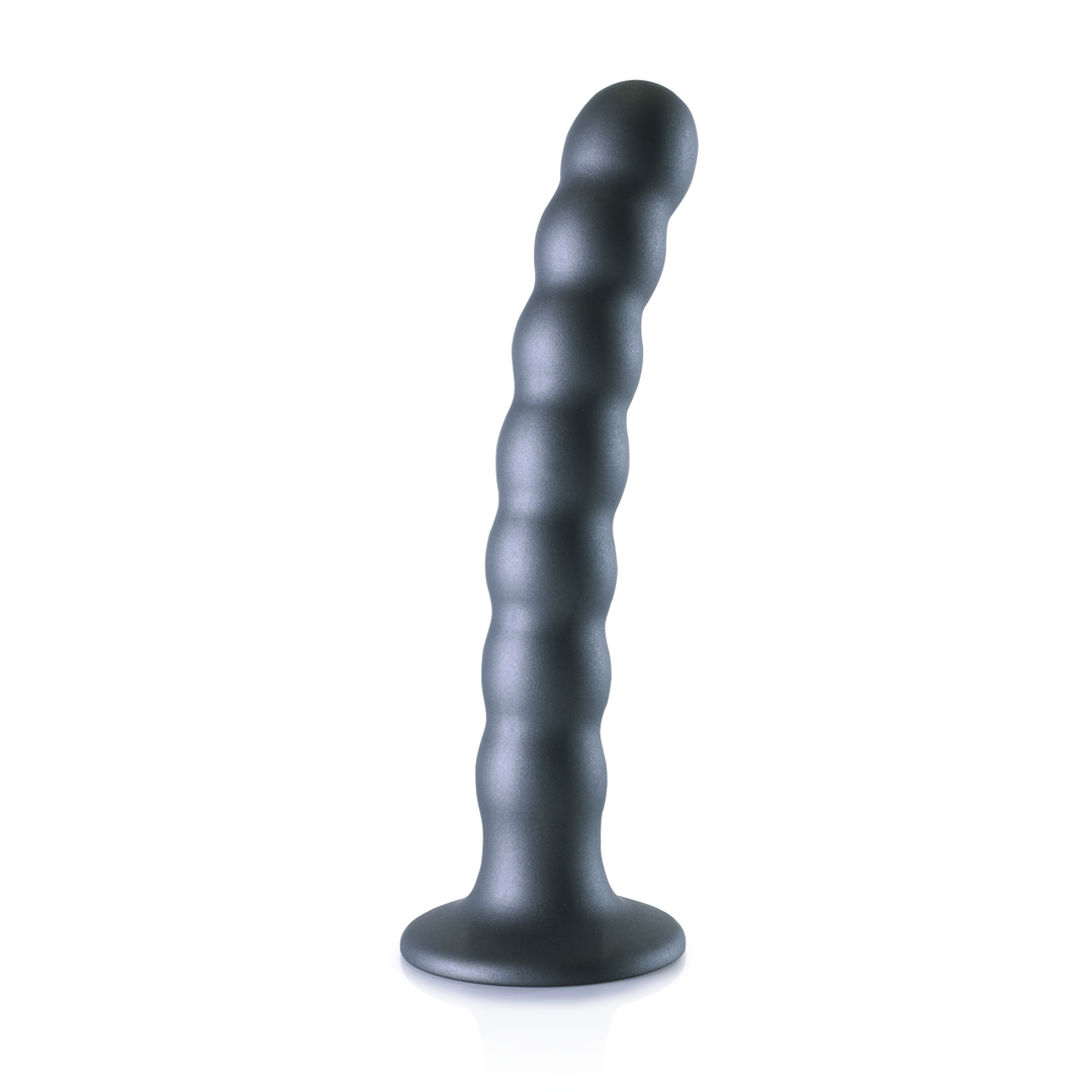 Beaded Silicone G-Spot Dildo - 6.5'' / 16,5 cm - Gunmetal - Afbeelding 3