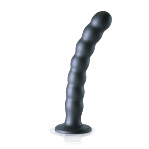 Beaded Silicone G-Spot Dildo - 8'' / 20,5 cm - Gunmetal
