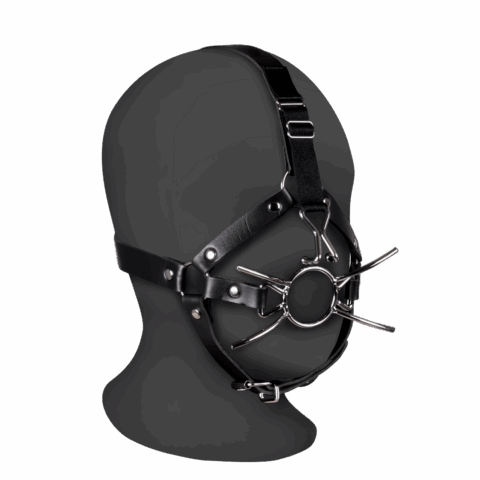Hoofdharnas met Spider Gag en Neus Haken - Zwart