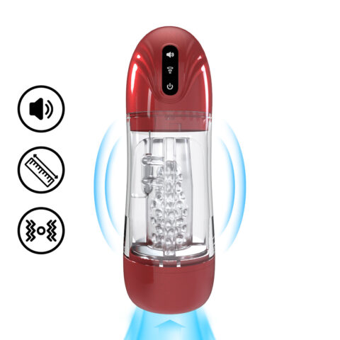 SonicPull - Suction and Vibration Masturbator Pump - Multimedia Enhanced - Metallic Red