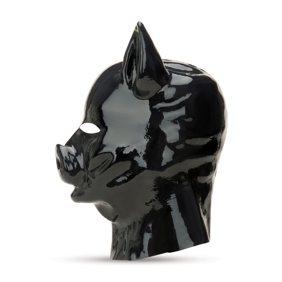 Latex Pig Hood - Zwart - Afbeelding 3