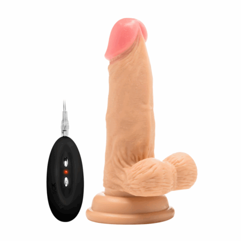 Vibrerende Realistische Cock met Scrotum - 6 / 15 cm